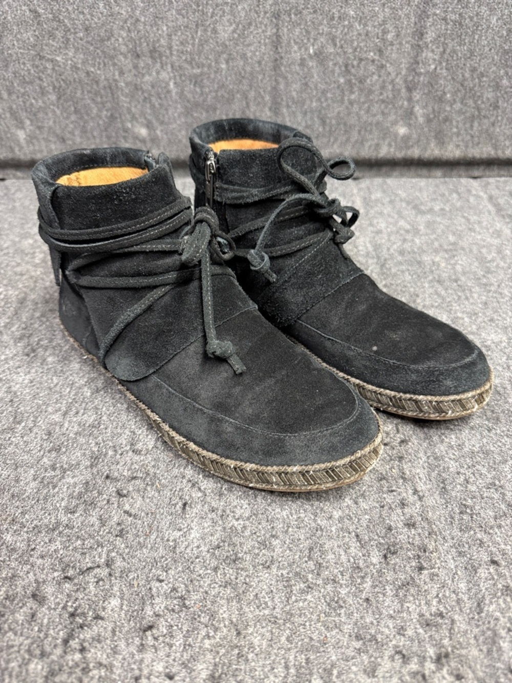 UGG Black Suede Lace-Up Ankle Booties